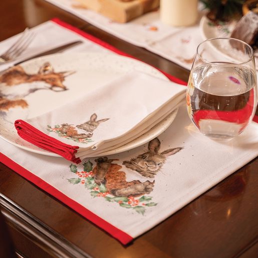 Látkové prostírání Wrendale Designs "Winter Woodland", 4 ks - Vánoční zvířátka