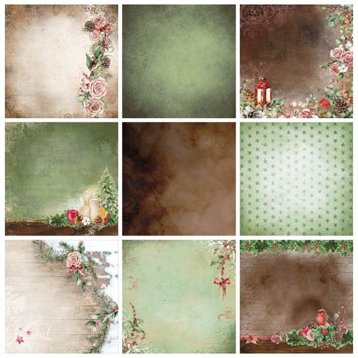 Blok podkladových papírů Studio Light "Magical Christmas", 20,3x20,3 cm, 18 l. - zelený