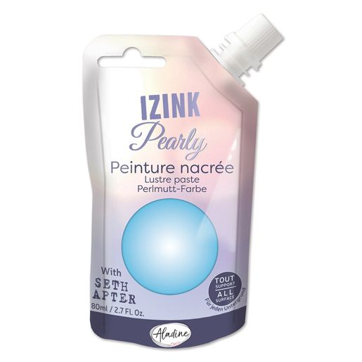 Perleťová barva Aladine Izink Pearly, 80 ml - bleu ciel, nebeská modrá