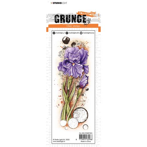 Gelové razítko Studio Light "Grunge", 21x7,4 cm - Kosatec