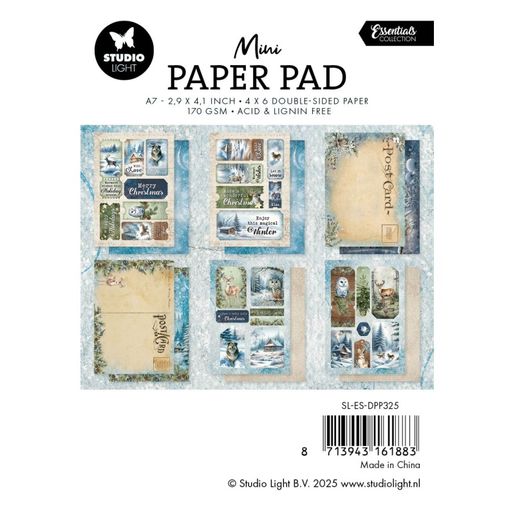 Mini kreativní blok Studio Light "Winter Wonderland", A7, 24 l. - Zima se zvířátky