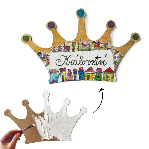 Dřevěný výřez k dekoraci Gomille, 50 cm - Koruna, velká