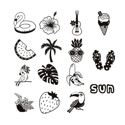 Dřevěná razítka Aladine Stampo Lovely, 15 ks - Prázdniny