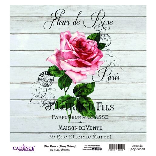 Rýžový papír Cadence, 30x30 cm - Růže z Paříže