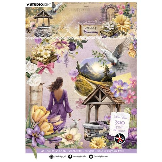 Blok s papírovými výseky Studio Light "Growing & Blooming", A5, 20 l.