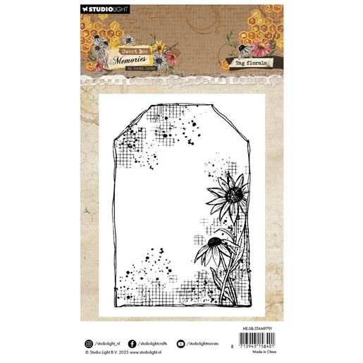 Gelové razítko Studio Light "Sweet Bee Memories", 9,3x13,6 cm - Květinová visačka