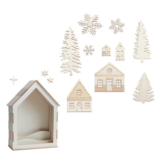 Dřevěný výřez k dekoraci Studio Light, 14,8x21 cm - Zimní krajina