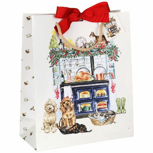 Dárková taška Wrendale Designs "The Country Christmas Kitchen", velká - Vánoční mazlíčci
