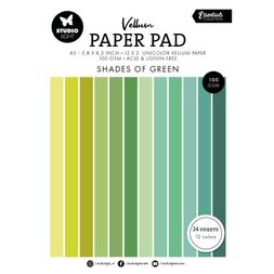Pergamenové papíry Studio Light, A5, 24 l. - odstíny zelené