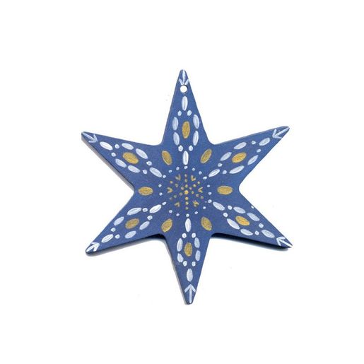 Dřevěný výřez k dekoraci Gomille, závěsný, 11x11 cm - Hvězda, šesticípá