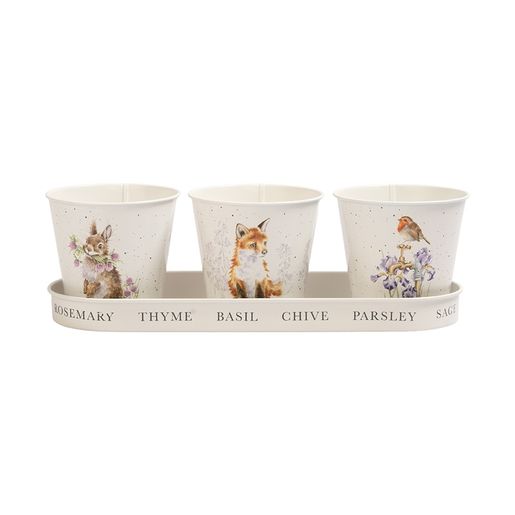 Květináče Wrendale Designs "Woodland", 3 ks - Králík, liška, červenka