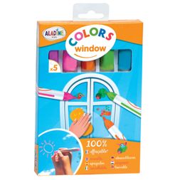 Křídové fixy na okna Aladine Colors Window - zářivé barvy, 5 ks