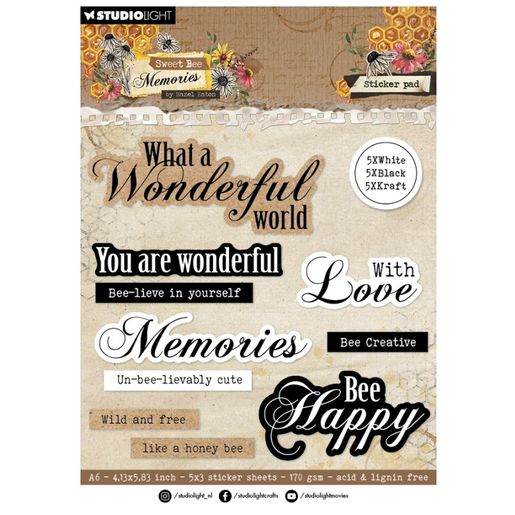 Samolepky v bloku Studio Light "Sweet Bee Memories", A6, 15 l. - Věnování