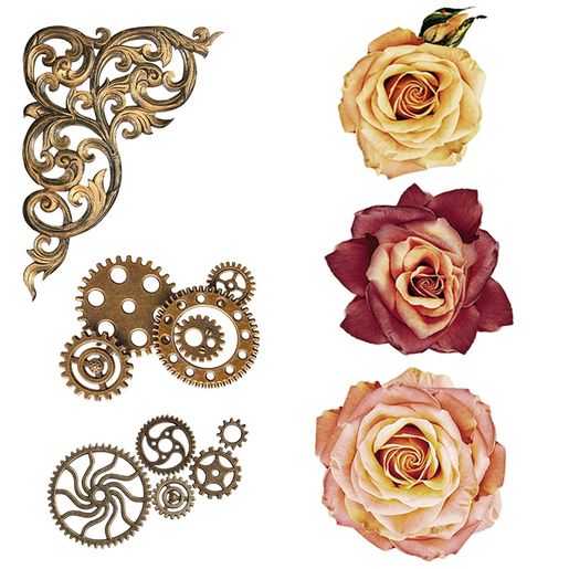 Průhledné samolepky Studio Light "Grunge" - Ozubené růže