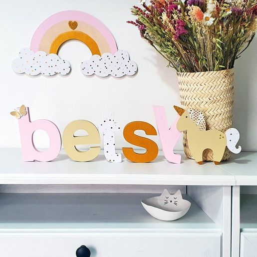 Dřevěný výřez k dekoraci Gomille, 15x14 cm - Jednorožec