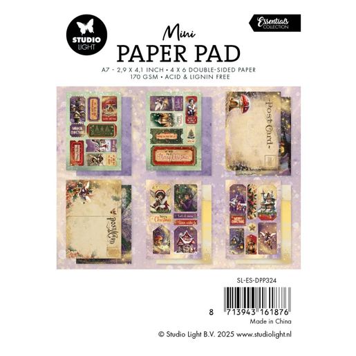 Mini kreativní blok Studio Light "Fairy Christmas", A7, 24 l. - Vánoce s vílami