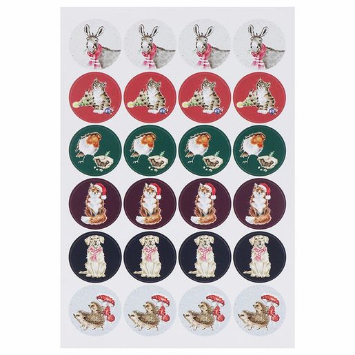 Samolepky Wrendale Designs "The Country Set Christmas", 144 ks - Vánoční zvířata