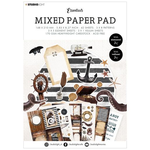 Kreativní blok Studio Light Mixed Paper Pad, A5, 42 l. - Námořní vintage