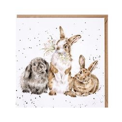 Přání Wrendale Designs "All Ears", 15x15 cm - Králíci