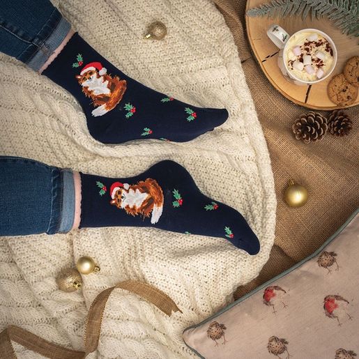 Dámské ponožky Wrendale Designs "Festive Fox" - Liška, vánoční
