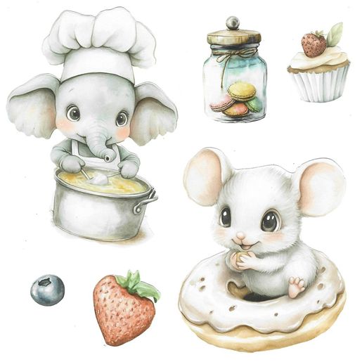 Papírové výseky Studio Light, 18 ks - Zvířátka v kuchyni