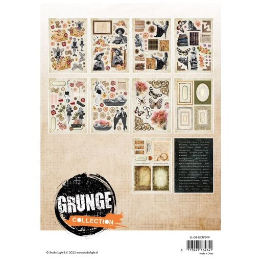 Blok s papírovými výseky Studio Light "Grunge", A5, 20 l. - Rozkvetlé retro