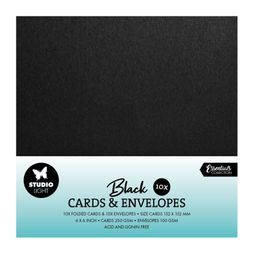 Přání a obálky Studio Light, 6"x6" (15,2x15,2 cm), 10 ks - černé