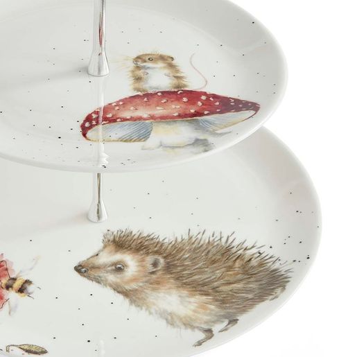 Porcelánový etažér Wrendale Designs, 2 patrový - Ježek a myška