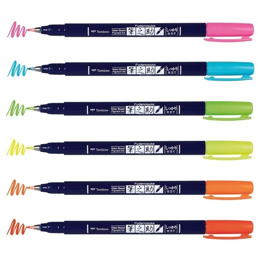 Štětcový fix Tombow Fudenosuke, tvrdý hrot - VYBERTE ODSTÍN