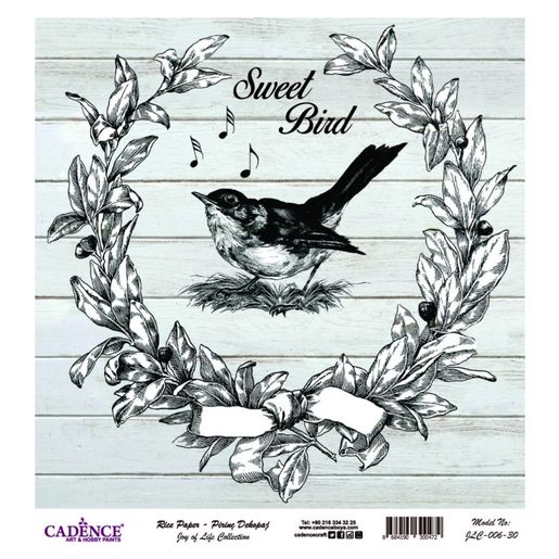 Rýžový papír Cadence, 30x30 cm - Ptačí písnička