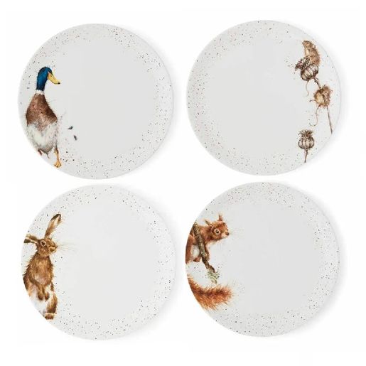 Jídelní porcelánové talíře Wrendale Designs, 4 ks - Lesní a polní zvířata