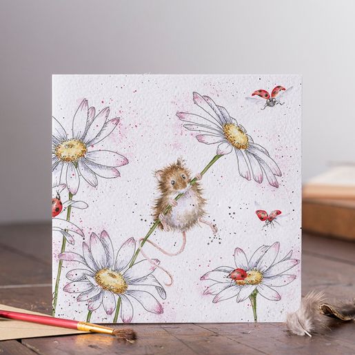 Přání Wrendale Designs "Oops a Daisy", 15x15 cm - Myška
