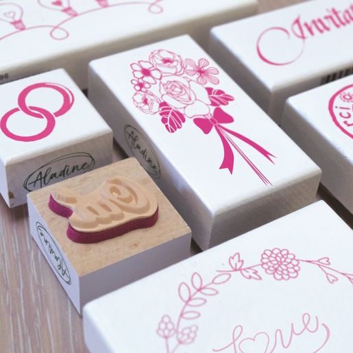 Dřevěné razítko Aladine, vel. G - Just Married