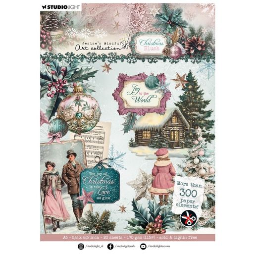 Blok s papírovými výseky Studio Light "Christmas Blush", A5, 20 l. - Vánoce z pohádky