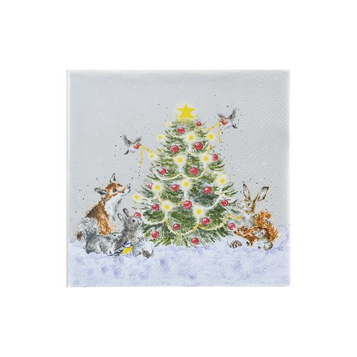 Papírové ubrousky Wrendale Designs "Oh Christmas Tree 24x24 cm - Vánoční stromek