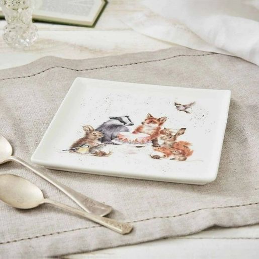 Porcelánový dezertní talíř Wrendale Designs "Woodland Party" - Lesní zvířátka