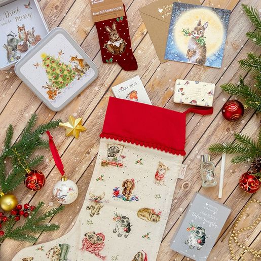 Dámské ponožky Wrendale Designs "Little Pudding" - Králík, vánoční