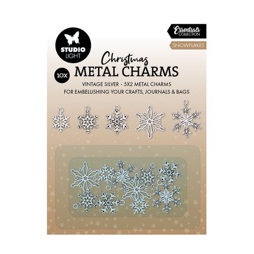 Kovové přívěsky Studio Light, 10 ks - Stříbrné vločky