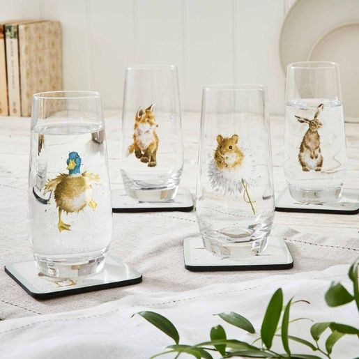 Sklenice na míchané nápoje Wrendale Designs, 4 ks - Polní zvířata