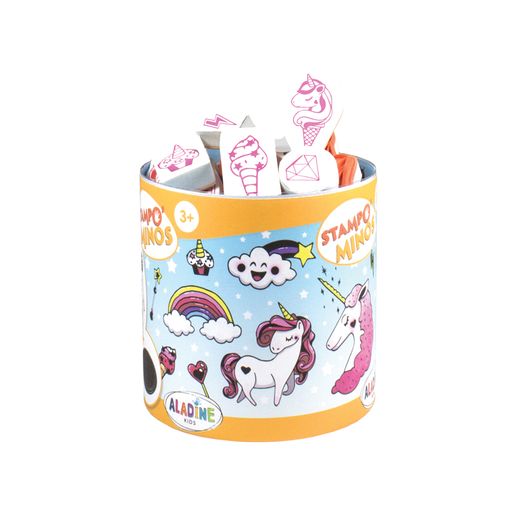 Dětská razítka s příběhem Aladine Stampo MINOS, 18 ks - Jednorožci