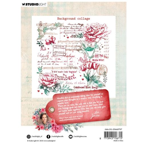 Gelové razítko Studio Light "Sending You Love", 12,9x12,9 cm - Rozkvetlé noty