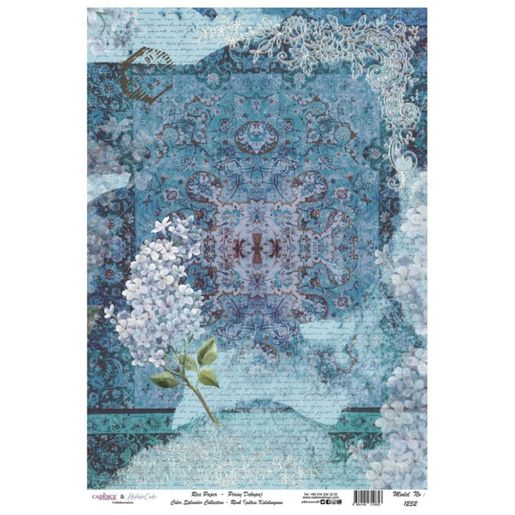 Rýžový papír Cadence - Modrý květinový ornament - VYBERTE VELIKOST