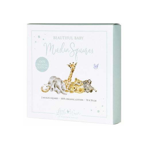 Mušelínové plenky Wrendale Designs "Little Savannah", 2 ks - Africká zvířátka