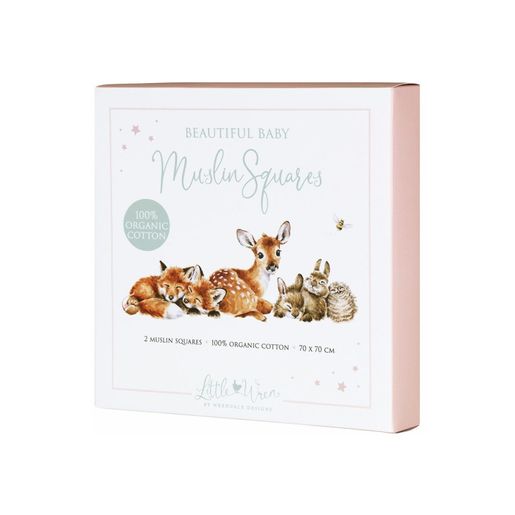 Mušelínové plenky Wrendale Designs "Little Forest", 2 ks - Lesní zvířátka