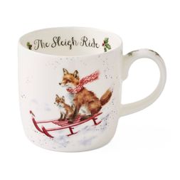Vánoční porcelánový hrnek Wrendale Designs "Sleigh Ride", 0,31 l - Lišky
