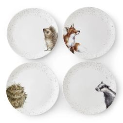 Jídelní porcelánové talíře Wrendale Designs, 4 ks - Lesní zvířata