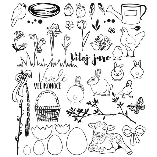 Dětská razítka Aladine Stampo Minos, 43 ks - Jaro a Velikonoce