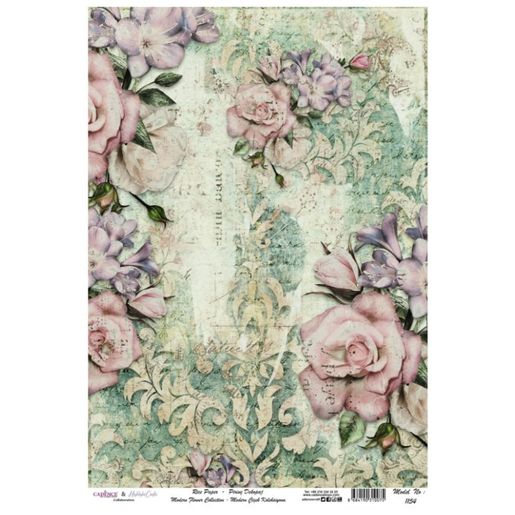 Rýžový papír Cadence - Růže v ornamentu - VYBERTE VELIKOST