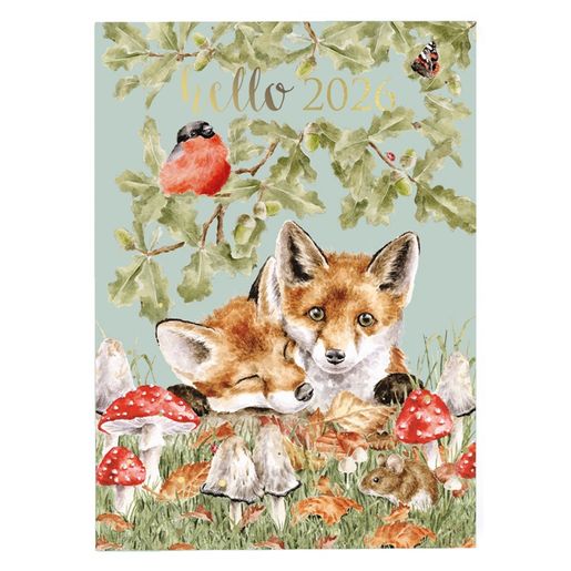 Denní diář 2026 Wrendale Designs, A5 - Lišky