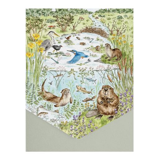 Sada přání a obálek Wrendale Designs "The Riverbank", 8 ks - U řeky